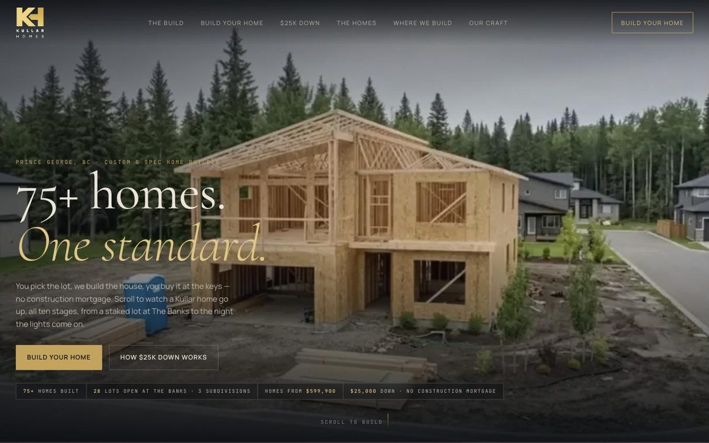 kullarhomes.com homepage on desktop